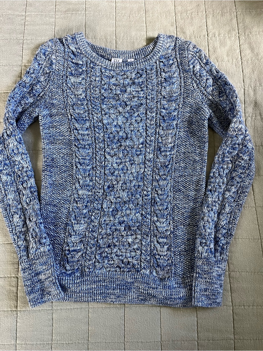 GAP Blue Marled Cable Crewneck Sweater